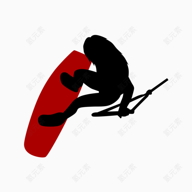 卡通手绘玩滑板人物剪影