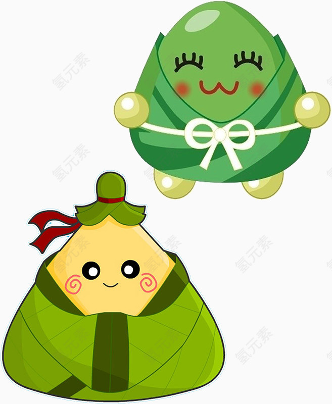 可爱版粽子卡通手绘装饰元素