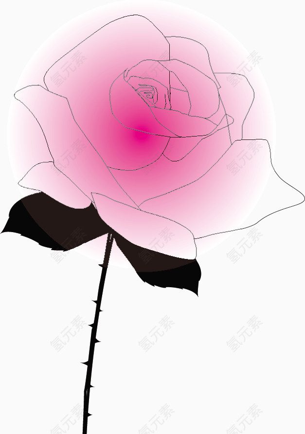 装饰花朵手绘线条粉色