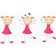 卡通手绘人物儿童跳舞爱心