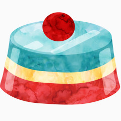 水彩画蓝色布丁