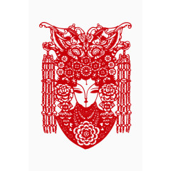 中国红色剪纸人物