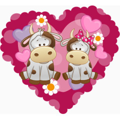 卡通绘画情侣水牛