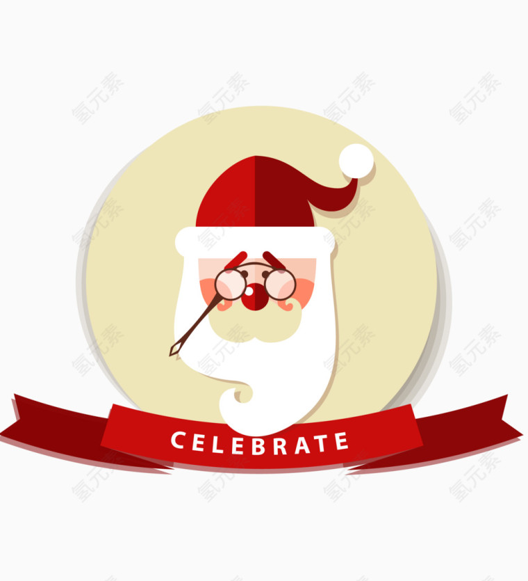 童趣红色圣诞元素贺卡矢量素材