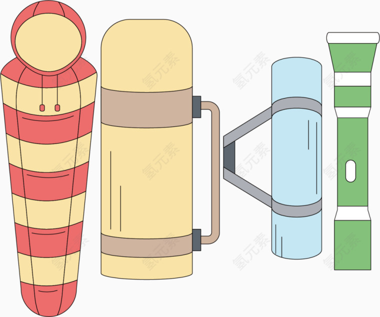 户外用品水彩图标元素