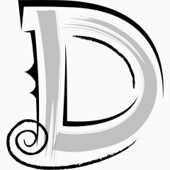 卡通欧式简约花纹英文艺术字母D