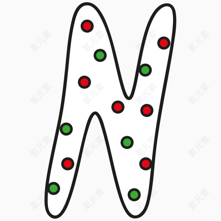 创意圣诞英文字母N