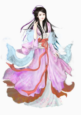 穿着绸缎装的古典美女