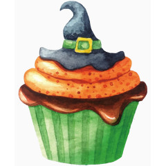 水彩万圣节纸杯蛋糕