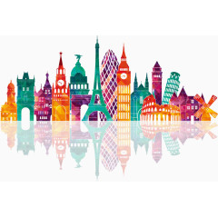 炫彩城市建筑剪影