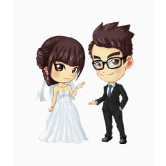 卡通手绘新婚夫妇