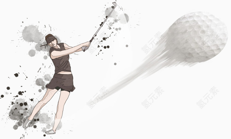 打高尔夫球插画