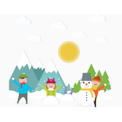 雪地玩耍的孩子