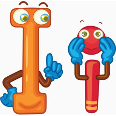 卡通拟人彩色字母Ii