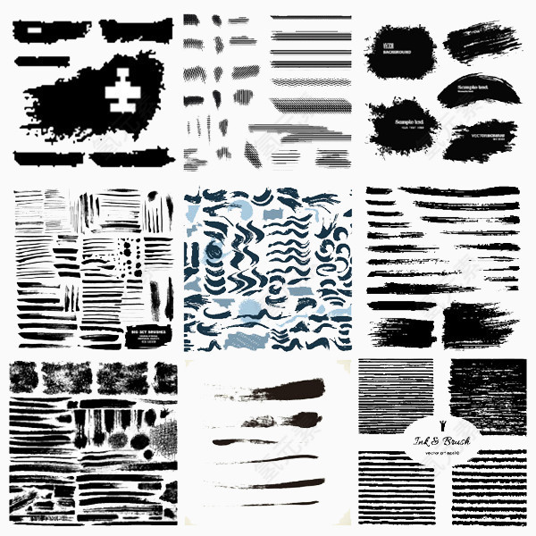 黑白个性笔刷素材