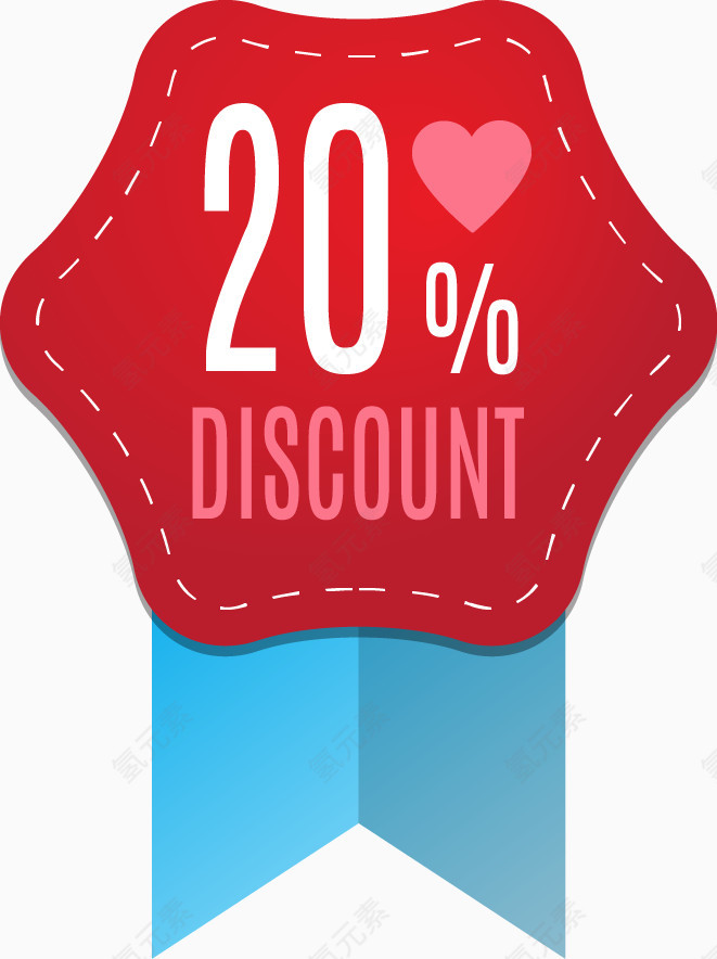 红色情人节促销标签矢量图