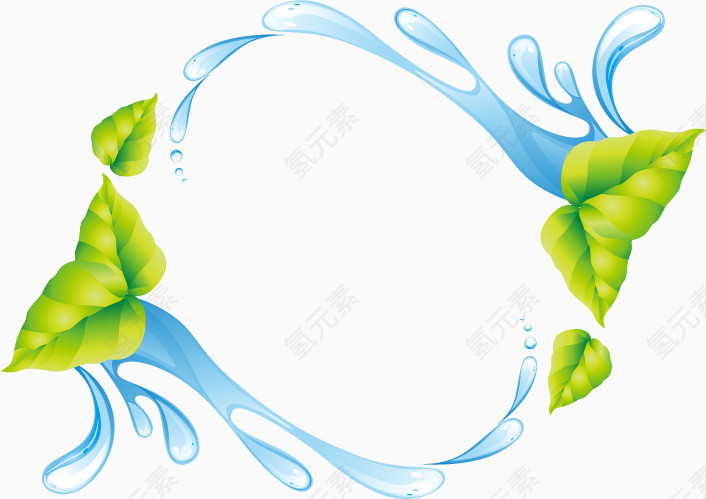 绿叶浪花边框