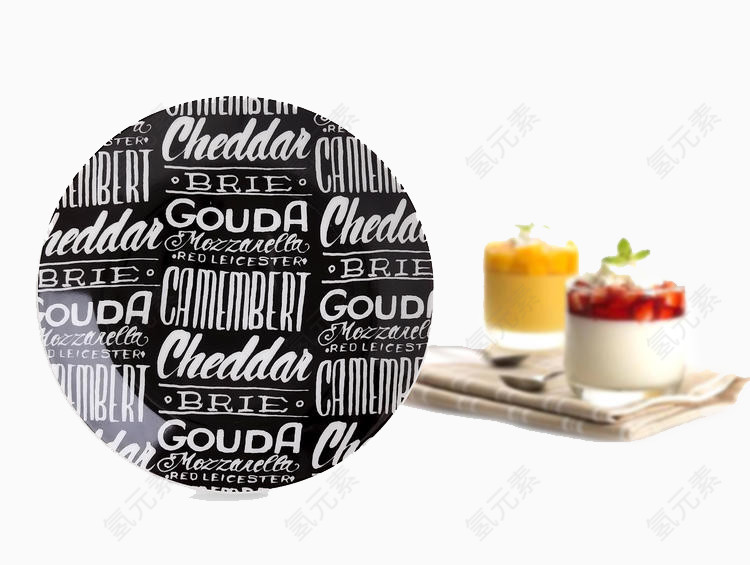 黑底英文装饰餐盘