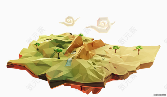 咖啡三角面地形插画