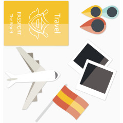 旅行元素水彩卡通手绘装饰元素