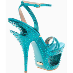 奇安马可·罗伦兹高跟绑带蓝色凉鞋