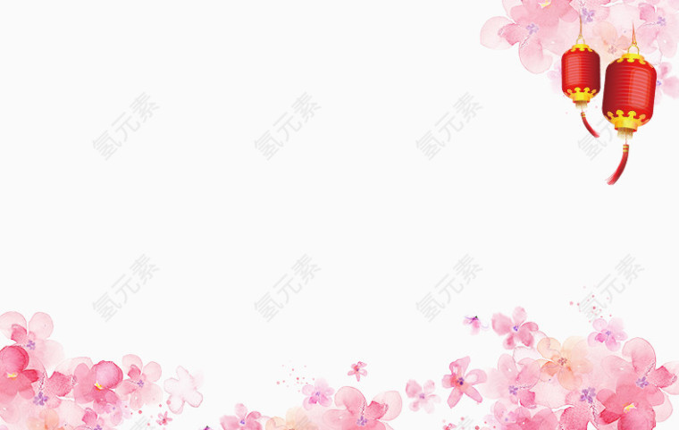 花朵边框灯笼