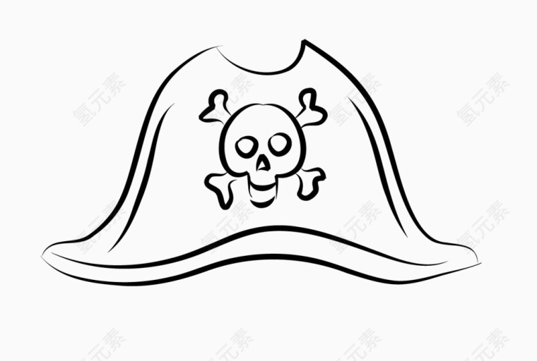 简笔画海贼王帽子旗帜