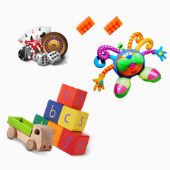 玩偶卡通骰子木质正方体堆积玩具木质卡车