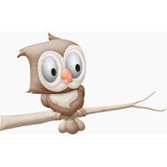 站在树枝上的猫头鹰手绘可爱卡通