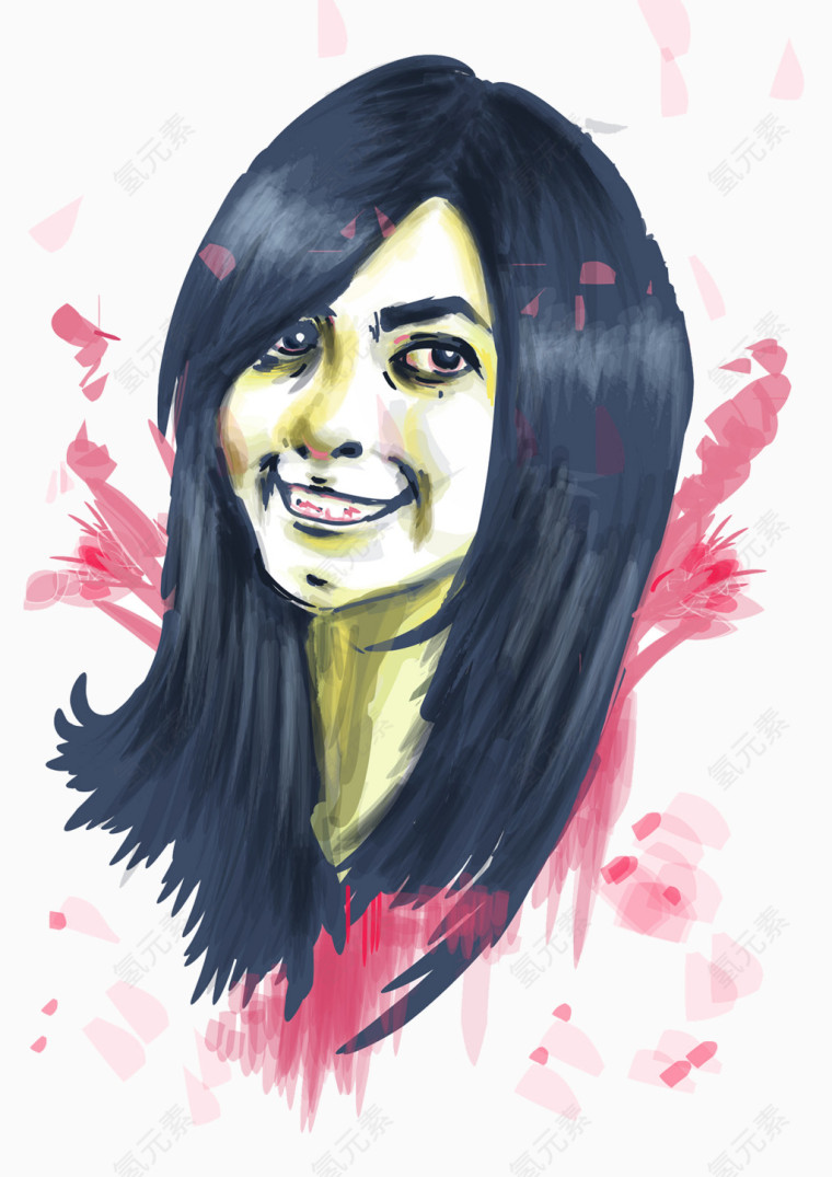 手绘水墨画人物