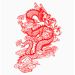 红色龙和祥云