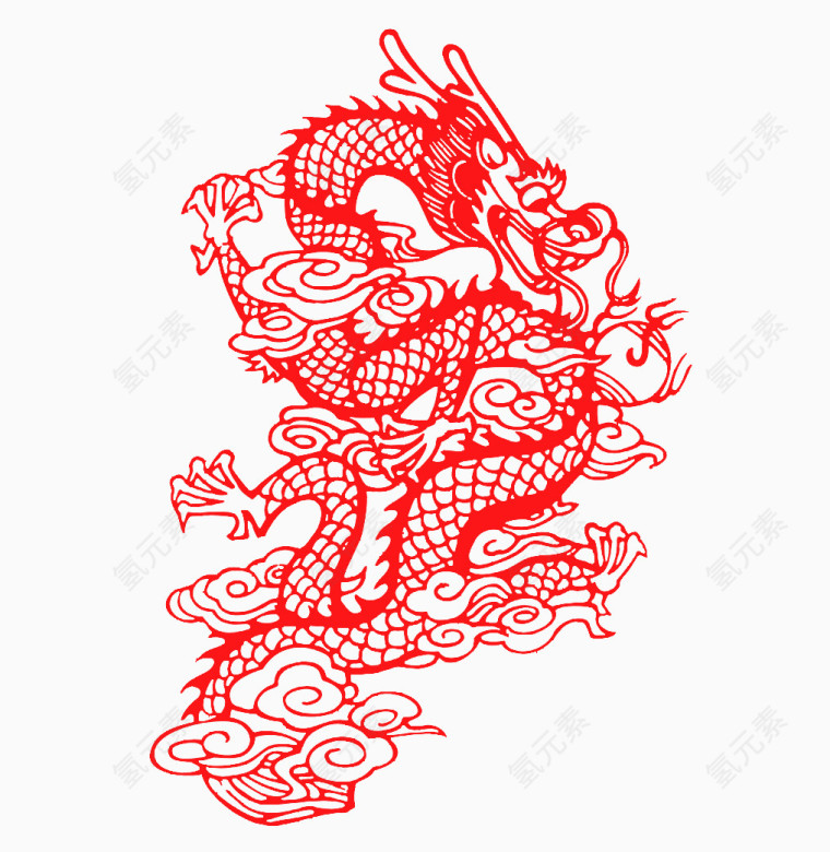 红色龙和祥云