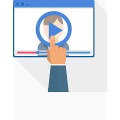 矢量简约手指点开视频