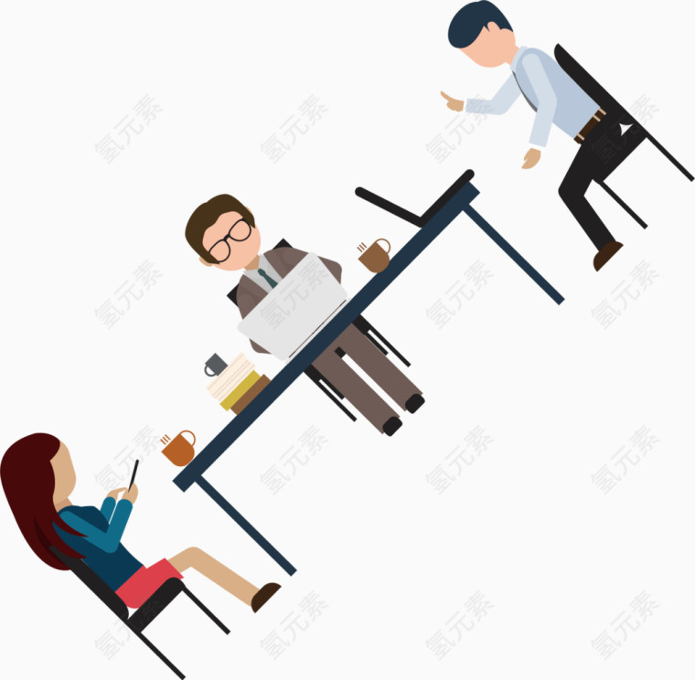 会议场景水彩插画