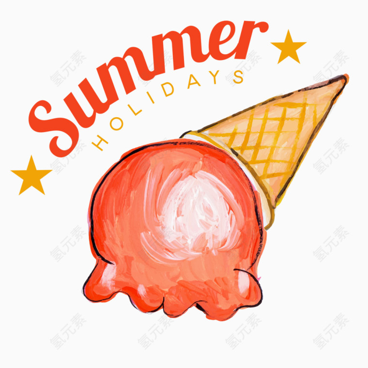 夏日甜筒艺术字