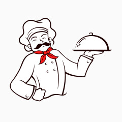 矢量厨师上菜