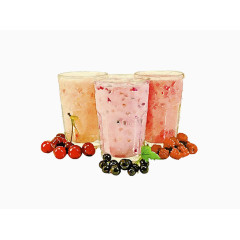 手绘写实冰激凌水果奶茶