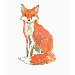 水彩图案可爱狐狸