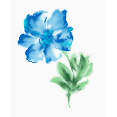 蓝色水墨花
