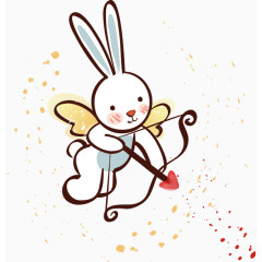 带着翅膀射爱心箭的兔子