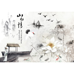 山水情中国水墨画