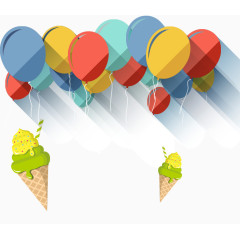 漂浮气球和冰淇淋