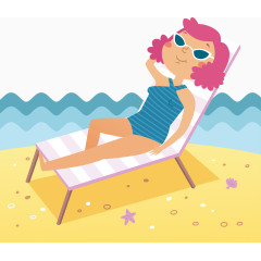 躺在椅子上的女性矢量图