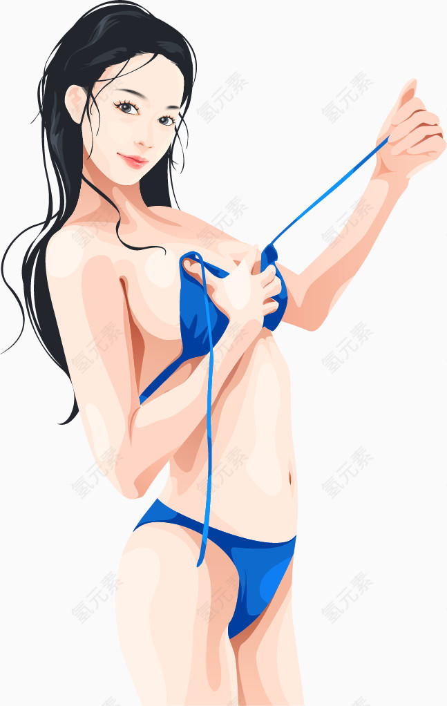 矢量手绘性感女孩