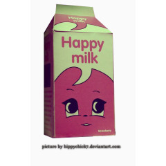 粉色happy milk牛奶盒