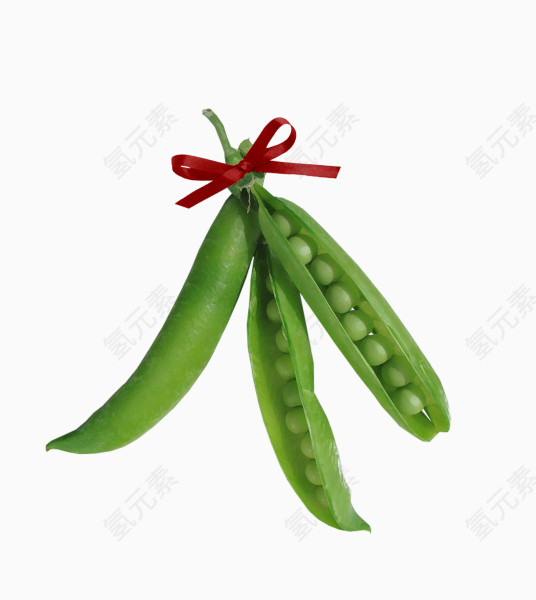 绿色豌豆红色蝴蝶结绿色豌豆子