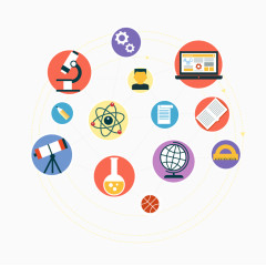 扁平化圆形科学研究素材