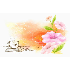 手绘花卉彩色清新