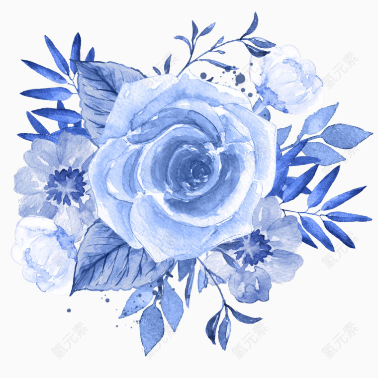 手绘水彩花卉装饰图案