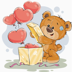 收到爱心礼物的小熊